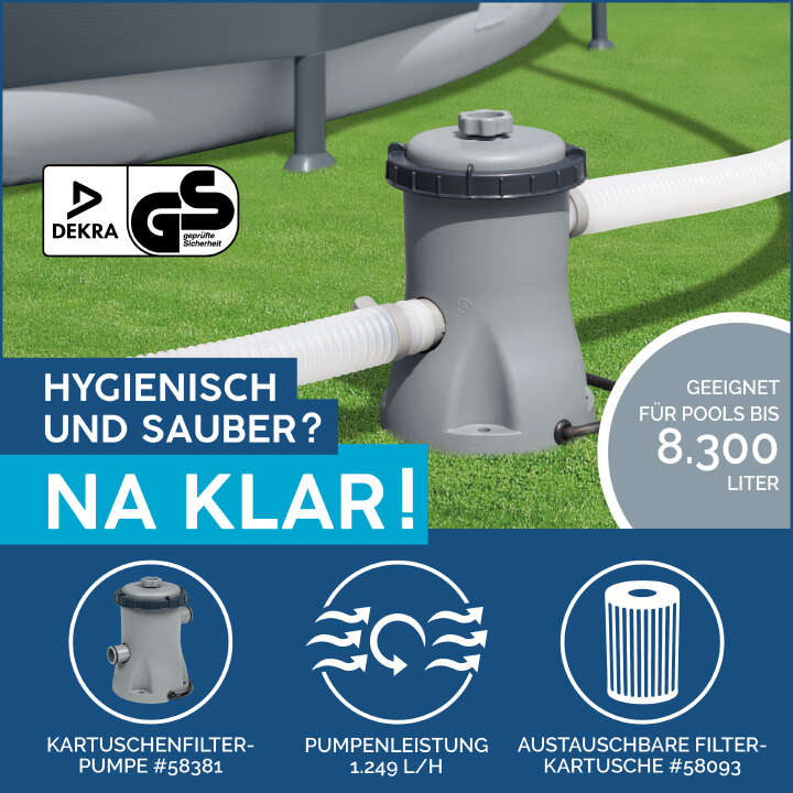 Bestway Fast Set™ Aufstellpool Set mit Filterpumpe rund 305 x 66 cm